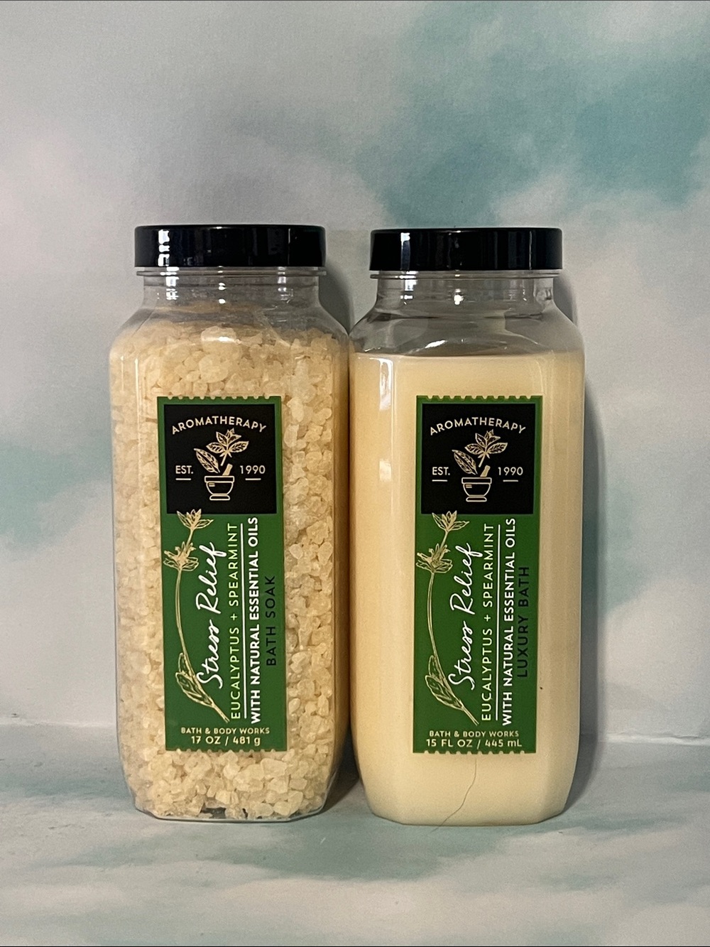 Stress Relief Eucalyptus + Spearmint Luxury Bath Set Bath Salt & Bubble Bath